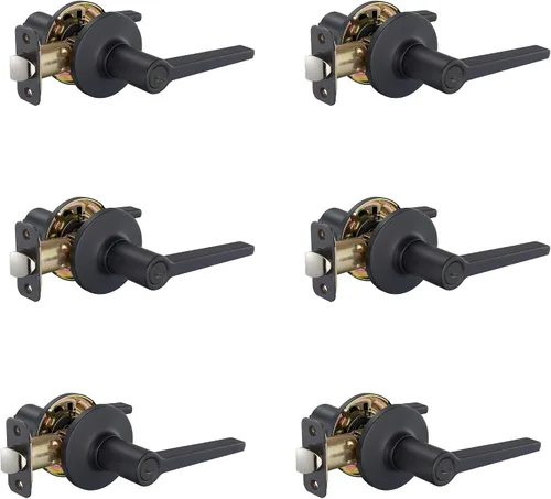 Vista 7 de Amazon Basics Manchester - Manija reversible para puerta, paso, sin llave, negro mate, paquete de 6
