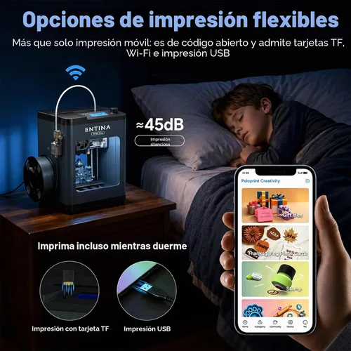 Vista 7 de Impresora 3D Entina Tina2 Plus, impresión rápida de 9.843 in/s, control de aplicación WiFi Azul profundo