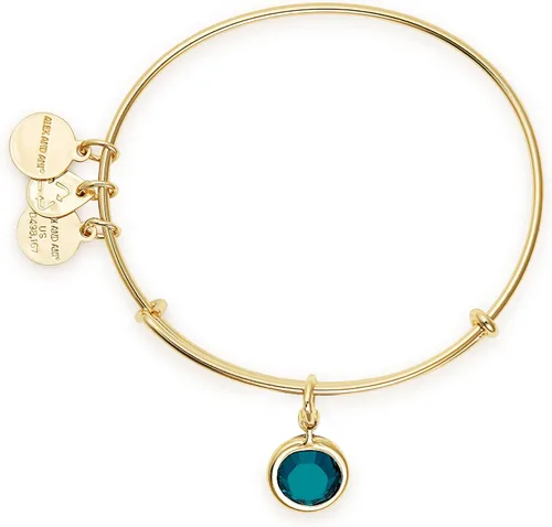 Vista 2 de Alex and ANI Brazalete extensible con piedras natales para mujer, dije de cristal de amatista del mes de febrero, acabado dorado brillante, 2 a 3.5