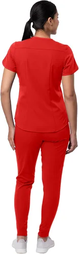 Vista 2 de Adar Pro - Conjunto de uniforme médico atlético moderno para mujer Tela elástica en 4 direcciones, resistente al olor y a las arrugas, ajuste a