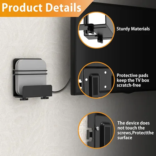 Vista 3 de Soporte de caja de cable, soporte para módem, soporte de pared ajustable para caja de cables para dispositivos pequeños y anchos, compatible