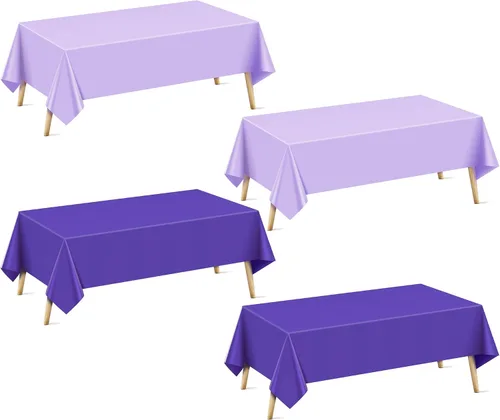 Vista 28 de Mantel rectangular de la serie azul y verde, 4 piezas, 54 x 72 pulgadas, color sólido, impermeable y a prueba de derrames, mantel de plástico