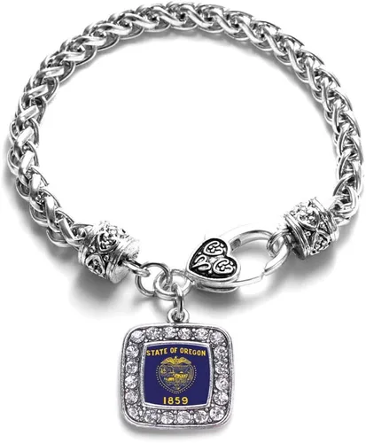 Vista 105 de Pulsera de dijes cuadrados de plata con joyería de circonita cúbica