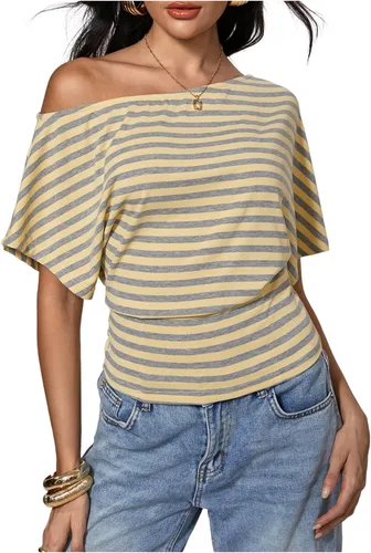 Vista 27 de SweatyRocks Women's Off The Shoulder Tops Asymmetrical Summer Going Out Top Negro