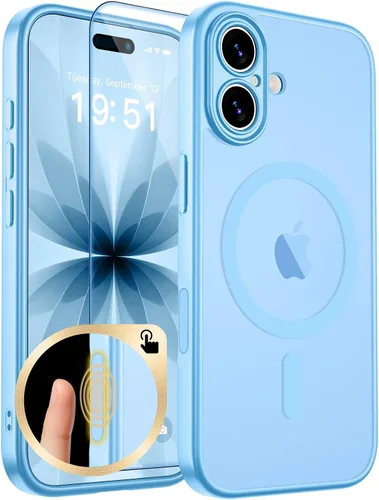 Vista 288 de zapica Funda magnética para iPhone Air, con protector de pantalla de vidrio templado, compatible con MagSafe, translúcida mate, a prueba de golpes