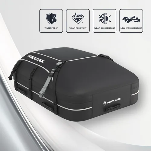 Vista 4 de Portaequipajes para techo de vehículo, portaequipajes de cubierta suave, bolsa de techo impermeable para coche resistente sin estante