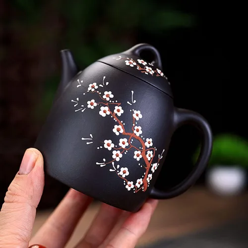 Vista 5 de Tetera de 8.1 fl oz / 8 oz arcilla china genuina negro Qinquan Pot Infusers Loose Tea Blooming