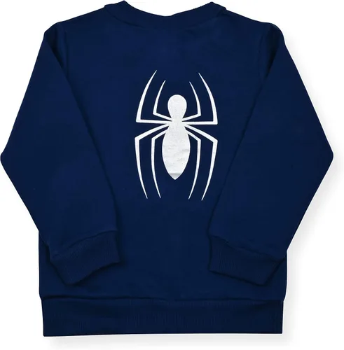 Vista 2 de Marvel Spiderman - Conjunto de sudadera con capucha y cremallera para niños pequeños, color azul marinorojo