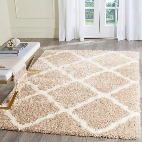 Vista 7 de SAFAVIEH Colección Montreal Shag SGM866C Trellis que no desprende pelusa para sala de estar, dormitorio, comedor y entrada, alfombra decorativa