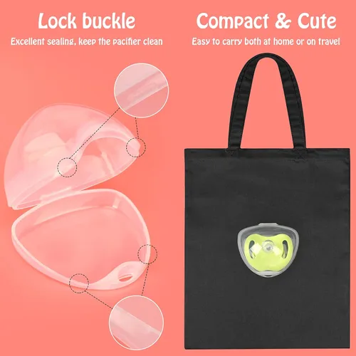 Vista 5 de Accmor Funda para chupete, estuche para chupete, contenedor para chupete para viajes, sin BPA, transparente, paquete de 2