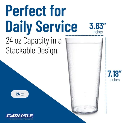 Vista 7 de Carlisle FoodService Products - Vaso de plástico Stackable™ de 24 onzas, transparente (paquete de 72)