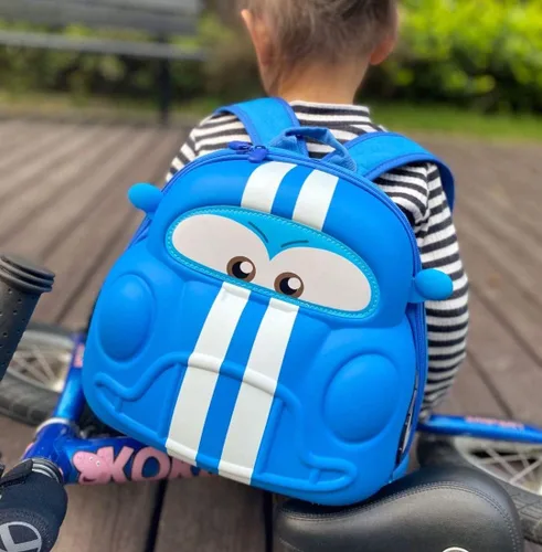 Vista 8 de Mochila para niños pequeños de coche,Bolsas para niños preescolares,Mochila de dibujos animados 3D para niños, Azul, Mochila Daypack