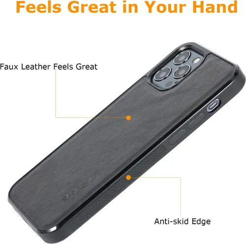 Vista 5 de GripBig Series - Funda para iPhone 12 y 12 Pro, placa de metal integrada para montaje magnético, funciona con cargadores certificados Qi, compatible