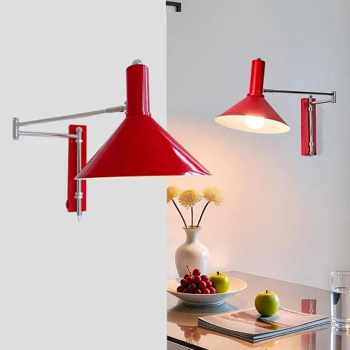 Vista 10 de Aplique de pared Bauhaus con brazo articulado, Aplique industrial cromado, luz de lectura ajustable para mesilla de noche, lámpara de metal moderno