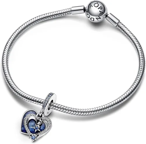 Vista 3 de PANDORA Colgante doble de corazón de estrella fugaz celestial 792356C01, Plata esterlina Zirconia cúbica