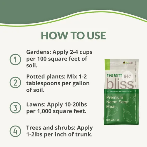 Vista 3 de Neem Bliss (4.5 kg) - Harina de semillas de neem - Torta de neem orgánico para plantas - Fertilizante listado OMRI para plantas, vegetales, céspedes
