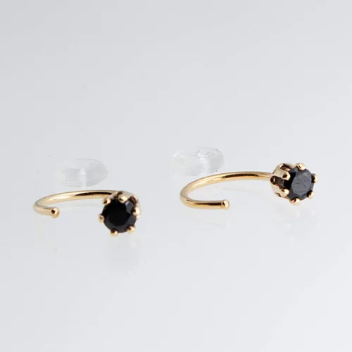 Vista 43 de Half Huggie Birthstone Gold Hoop Earrings for Women Tiny Cartilage Stud Piercing Earring Hypoallergenic Earring Screw Back Dainty Hug