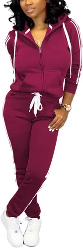 Vista 20 de TOPSRANI - Trajes deportivos de dos piezas para mujer, sudaderas casuales, traje deportivo liso, conjunto de pantalones de sudadera para trotar