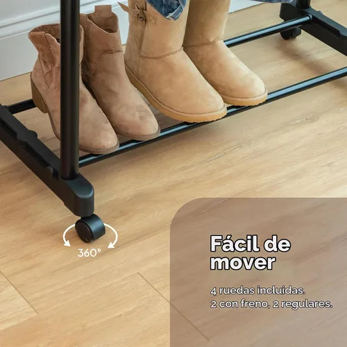 Vista 5 de IRIS USA Perchero portátil de doble barra ajustable con barra extensible