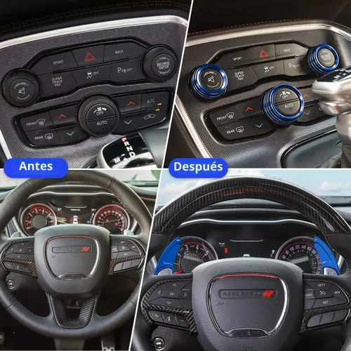 Vista 4 de Para Dodge Challenger Charger 2015-2024 Accesorios Interiores Decoración Volante Paletas de Cambio Extendidas Cubierta de Moldura+Interruptor