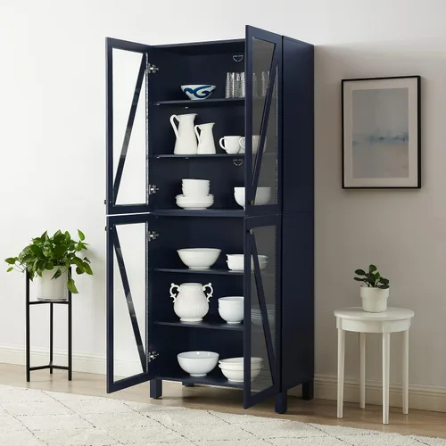 Vista 11 de Crosley Furniture Cassai - Armario de almacenamiento alto para despensa con estantes, cocina, comedor o lavandería, color azul marino