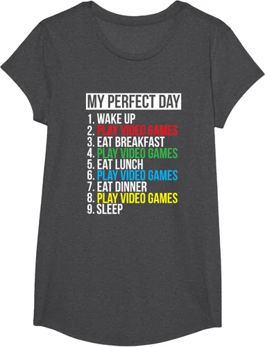 Vista 38 de My Perfect Day" - Camiseta negra de ajuste clásico, cuello redondo, manga corta, poliéster y algodón, Negro