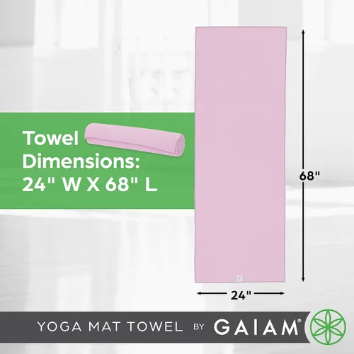 Vista 5 de Gaiam Toalla de microfibra para esterilla de yoga, toalla de yoga para yoga caliente (68 pulgadas de largo x 24 pulgadas de ancho), sombra azul