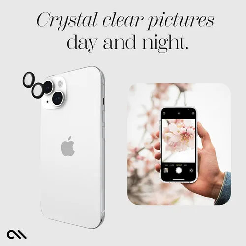 Vista 7 de Case-Mate Protector de lente de cámara con anillos de aluminio negro para iPhone 15 / iPhone 15 Plus - Doble vidrio templado - Tecnología