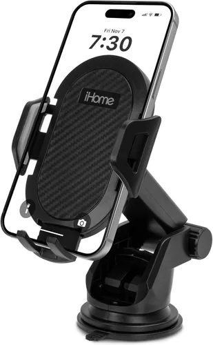 Vista 7 de iHome Soporte para automóvil, tablero de instrumentos/parabrisas/ventilación, cuello giratorio, agarre de silicona, brazo de montaje ajustable