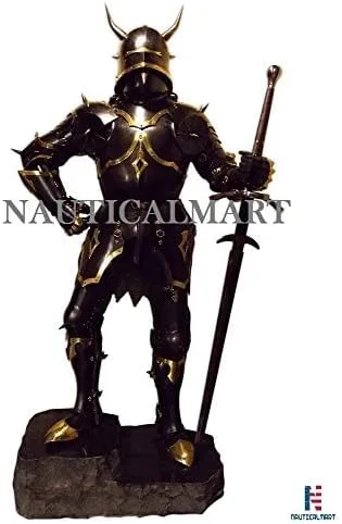 Vista 4 de NauticalMart Caballero medieval gótico completo de armadura con cuernos del siglo XV