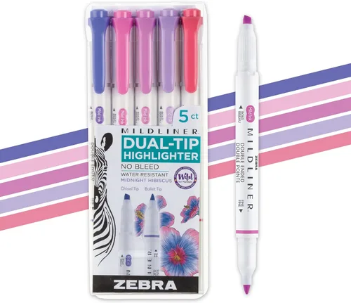 Vista 23 de Zebra Pen Mildliner - Resaltadores de doble punta, puntas anchas y finas, ideales para resaltar la Biblia, sin sangrado, suministros escolares