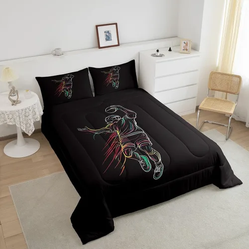 Vista 35 de Juego de ropa de cama de baloncesto para niños y adolescentes, juego de edredón deportivo para niños, tamaño matrimonial, suave, ligero, decoración