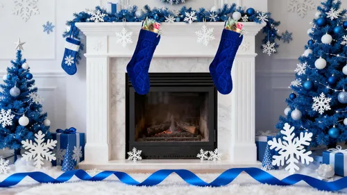 Vista 3 de Medias de Navidad a granel, medias de punto trenzado azul de 18 pulgadas para decoración navideña de vacaciones, paquete de 6