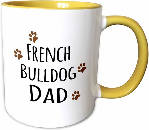 Vista 13 de 3dRose French Bulldog Dog Dad-Doggie by Breed-Brown - Taza con estampado de patas fangosas, 11 onzas, color negro