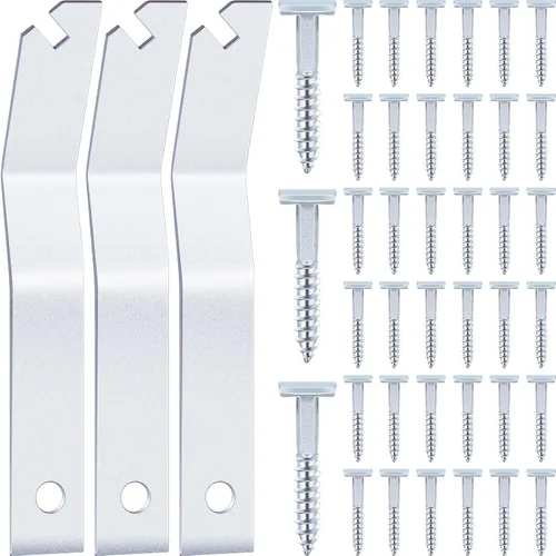 Vista 8 de Juego de 31 ganchos de seguridad para fotos, 30 tornillos de cabeza en T y 1 llave endurecida, accesorios de bloqueo antirrobo para hotel, museo