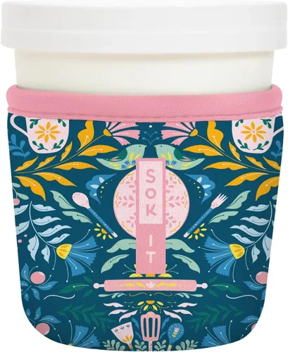 Vista 171 de Sok It IceCreamSok - Funda de neopreno aislada (flores abstractas, pintas de helado cónicas)