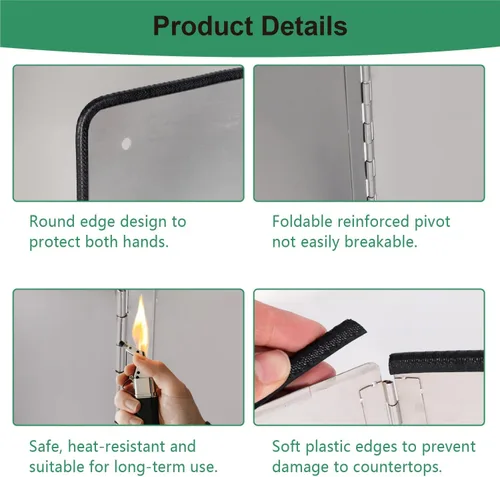 Vista 3 de Protector de salpicaduras plegable Pantalla de salpicaduras de aceite antiadherente extra alta de 15.7 pulgadas para cocinar y freír en la estufa