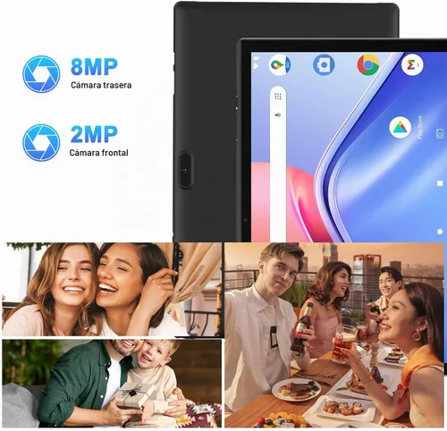 Vista 7 de Tableta de 10 pulgadas Android 15 con funda, 6GB RAM+32GB ROM+1024GB expansión, batería de 6000mah, cámara dual 2MP+8MP WiFi-6, pantalla táctil IPS