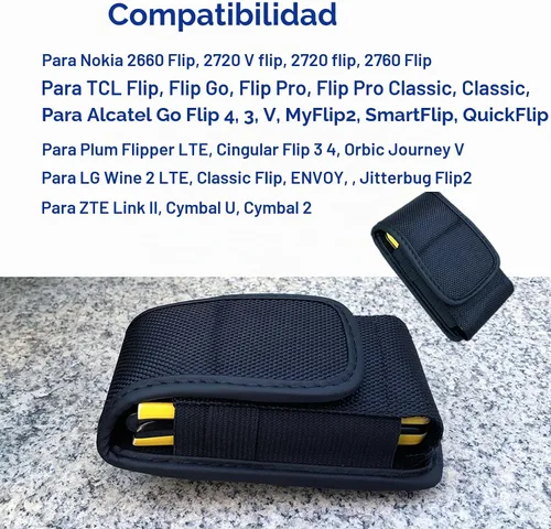 Vista 5 de Funda de nailon con trabillas para cinturón y clip, para Nokia 2660 2760, Alcatel Go Flip4, Cingular, LG TCL Flip 4/3/Pro Classic, Plum Flipper 4G