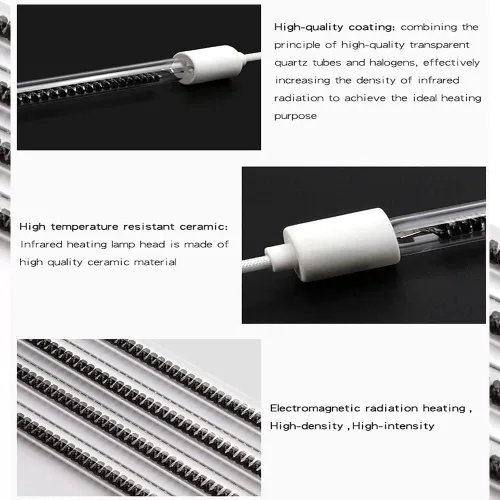 Vista 4 de Tubo de lámpara de calefacción de fibra de carbono Tubo de lámpara de horno de calefacción Tubo de lámpara de hornear Equipo infrarrojo Tubo de luz