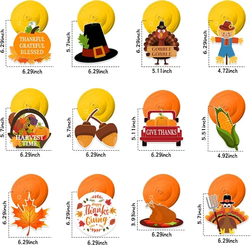 Vista 5 de Decoraciones de Acción de Gracias, remolino colgante, 36 serpentinas de techo colgantes de Acción de Gracias, maíz, calabaza, hojas de arce