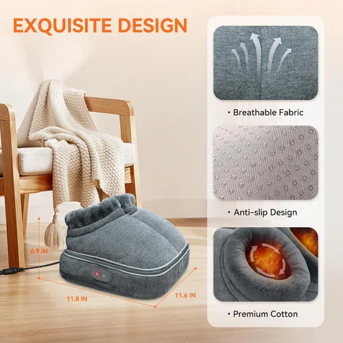 Vista 11 de Snailax Shiatsu - Masajeador de pies con calor, máquina eléctrica de masaje de pies para neuropatía, fascitis plantar, calentadores de pies