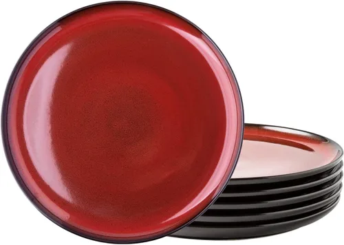 Vista 10 de LERATIO Juego de platos de cerámica de 6, platos de porcelana de 8.5 pulgadas con esmalte reactivo, ligeros, platos de ensalada de porcelana, juego