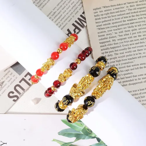 Vista 3 de choice of all 4 pulseras de riqueza de obsidiana negra Feng Shui Pi Xiu Good Luck Wealthy Bracelet para mujer, Cuerda, otro