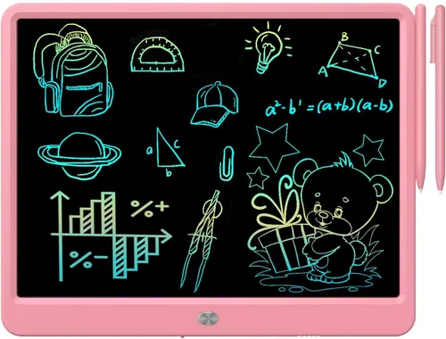 Vista 13 de FLUESTON Tableta de escritura LCD para niños, tablero de garabatos de 10 pulgadas, almohadilla de dibujo colorida para niños pequeños, juguetes Rosa