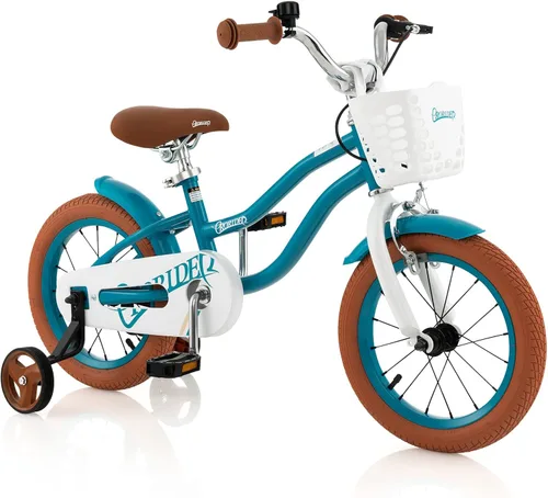 Vista 14 de BABY JOY Bicicleta infantil, 12 14 16 18 20 pulgadas, para niños y niñas, con asiento ajustable, cesta removible, freno de mano y freno