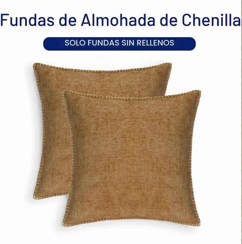 Vista 6 de CaliTime - Juego de 2 fundas de almohada decorativas de 16 x 16 pulgadas, con costuras en los bordes de hilo de algodón, chenilla suave teñida