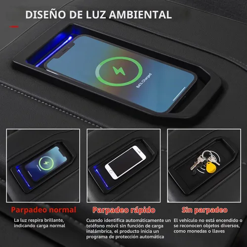 Vista 4 de Xipoo Cargador inalámbrico compatible con Chevy Silverado GMC Sierra 2019-2021, bandeja de carga inalámbrica, almohadilla de carga de teléfono