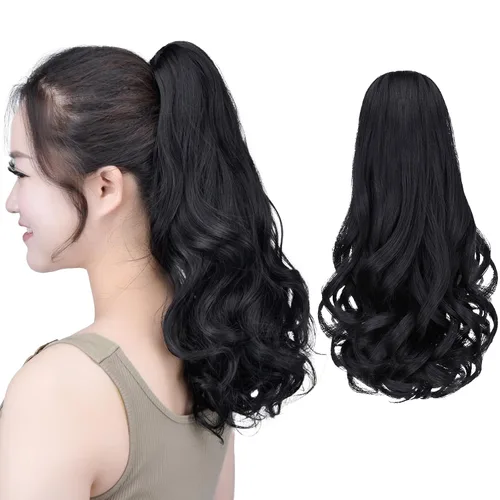 Vista 53 de SYXLCYGG Auburn Clip Cola de caballo Clip Cola de caballo Extensión de cola de caballo ondulado 10 pulgadas 3.5 oz pelo sintético falso pieza