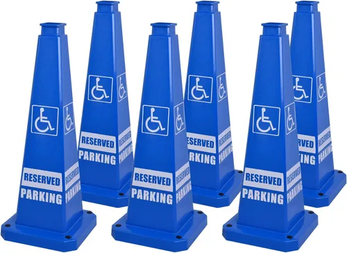 Vista 19 de Conos de precaución de 26.5 pulgadas, letreros de seguridad visibles de 4 lados con base de goma pesada, advertencia para prevención de resbalones